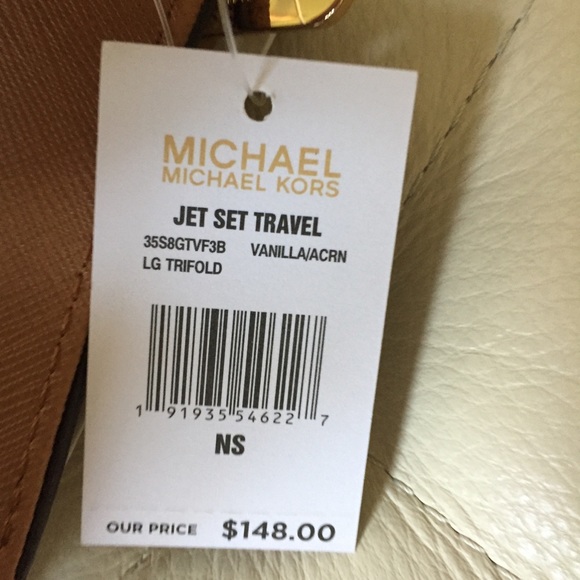 NWT Michael KORS large jet set travel wallet Acorn - Picture 4 of 4